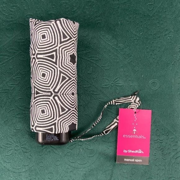 NWT SHEDRAIN Black White Geometric Design Umbrella - Picture 2 of 3